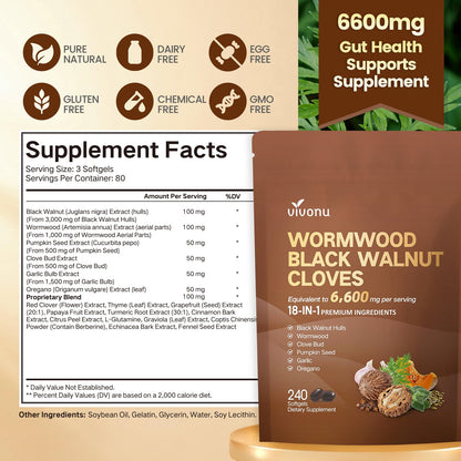 18-In-1 Wormwood Black Walnut Cloves Capsules