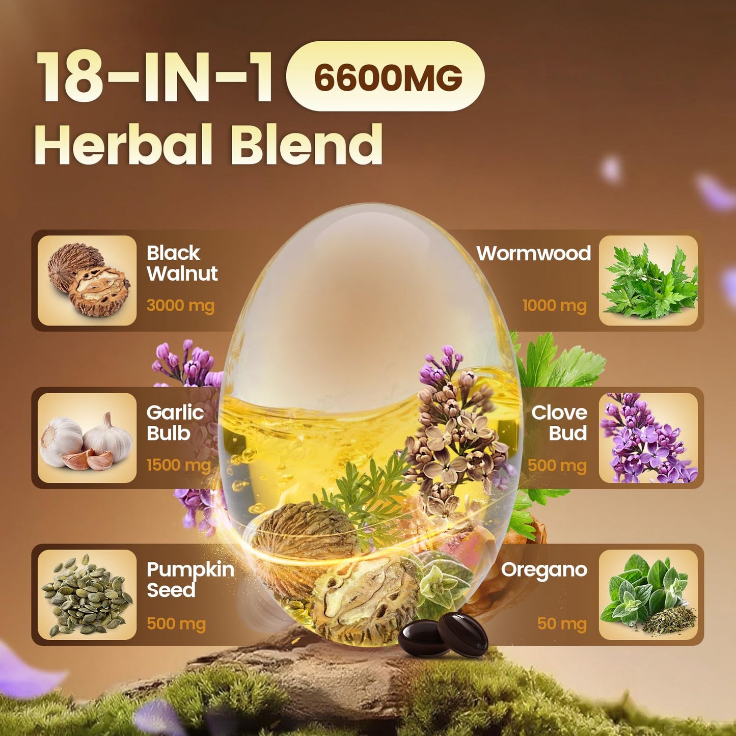 18-In-1 Wormwood Black Walnut Cloves Capsules