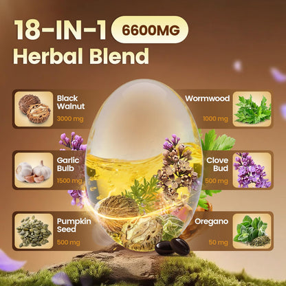 18-In-1 Wormwood Black Walnut Cloves Capsules